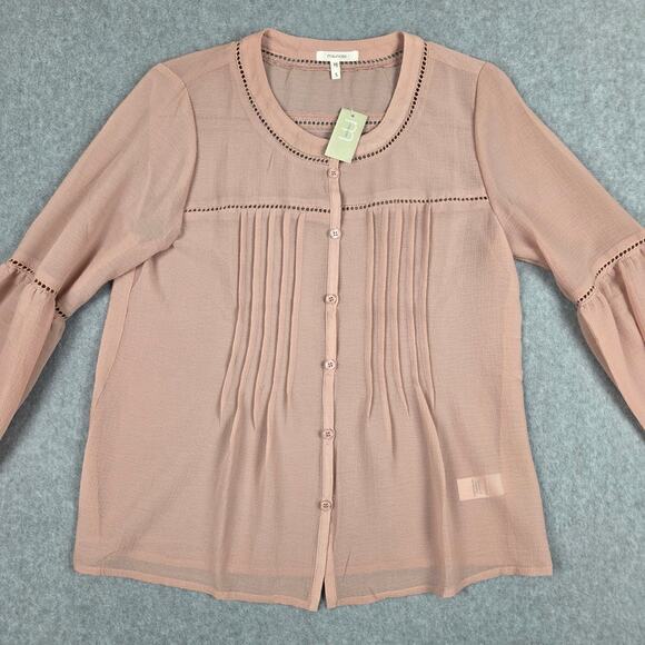 NWT Maurices Blouse Womens Size Small Sheer Long Sleeve Button Down Blush Color - Picture 6 of 16
